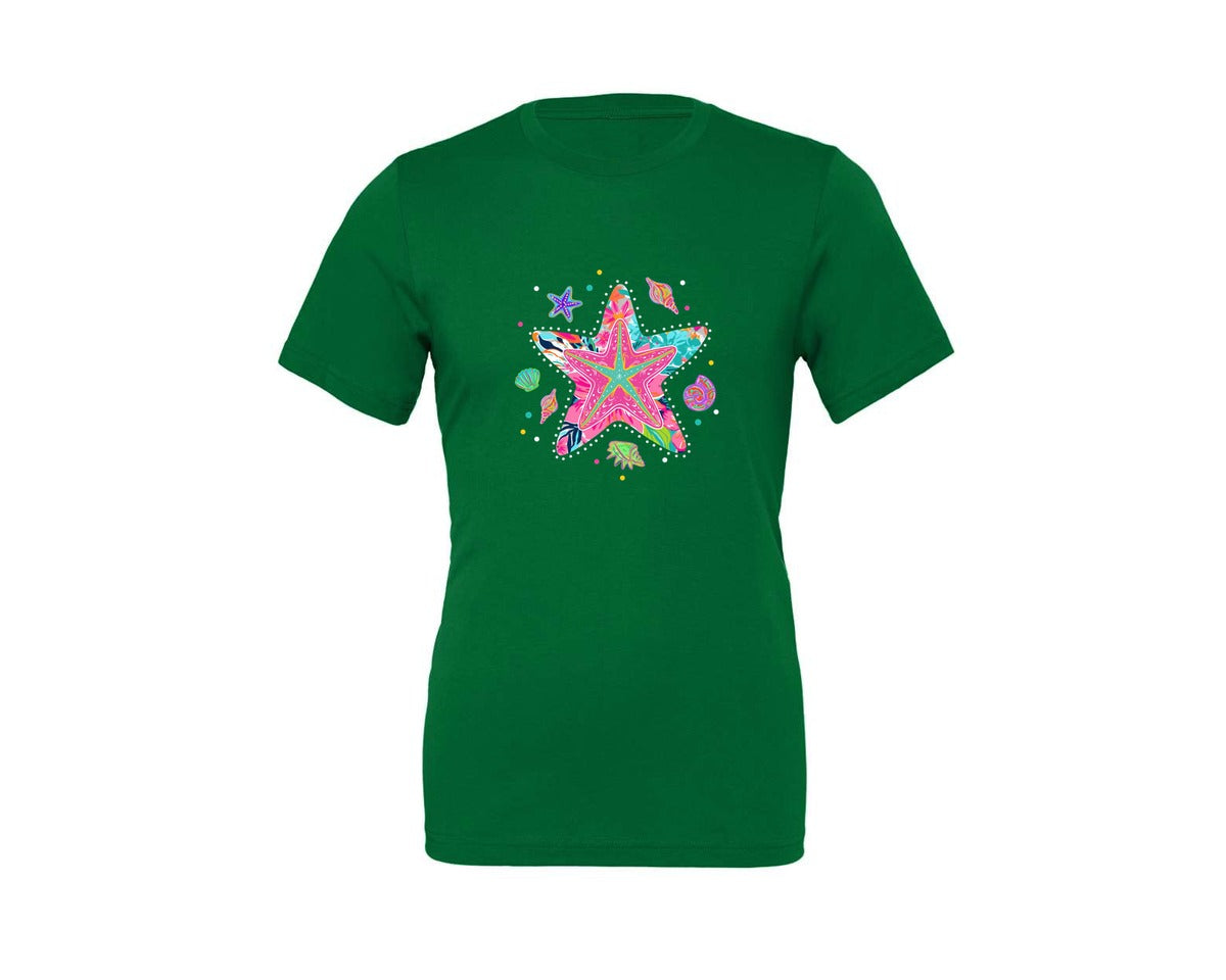 brand:Generic|color:Kelly|Preppy Summer Starfish Beach 2 Graphic T-Shirt