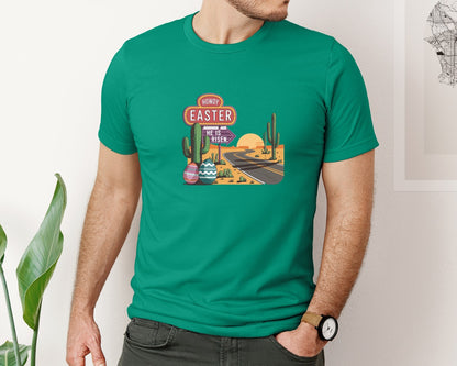 brand:Bella Canvas|color:Kelly|Howdy Easter Western Desert Easter 3 Graphic T-Shirt