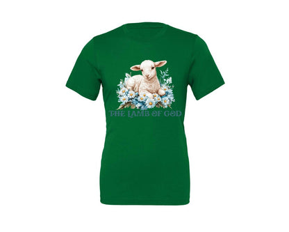 brand:Generic|color:Kelly|Easter Lamb Of God Christian Graphic T-Shirt