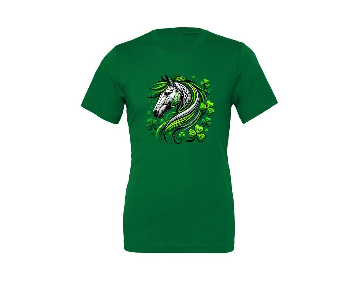 brand:Generic|color:Kelly|St Patricks Day Horse Lucky Graphic T-Shirt