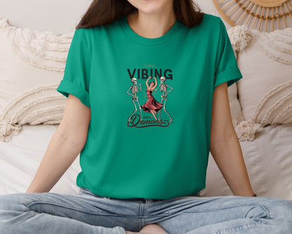 brand:Bella Canvas|color:Kelly|Vibing With My Demons Retro Gothic 2 Graphic T-Shirt