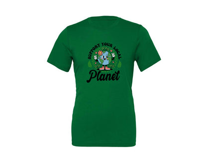 brand:Generic|color:Kelly|Earth Day Support Your Local Planet 2 Graphic T-Shirt