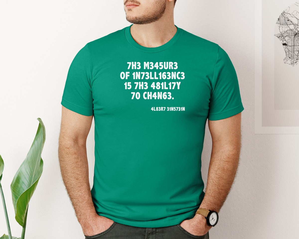 brand:Bella Canvas|color:Kelly|Einstein The Measure Of Intelligence Graphic T-Shirt