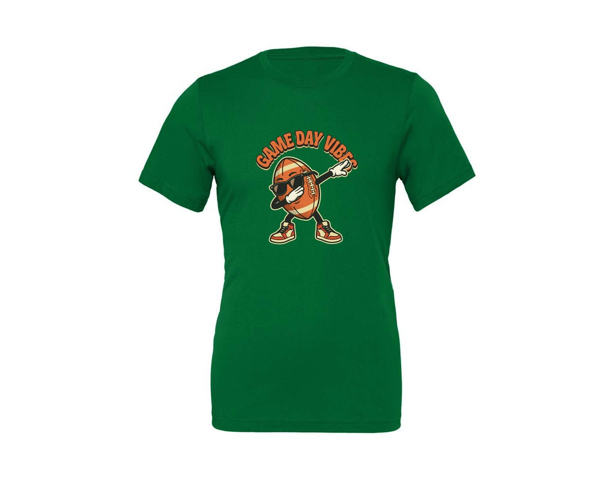 brand:Generic|color:Kelly|Dabbing Football Game Day Vibes Retro Graphic T-Shirt