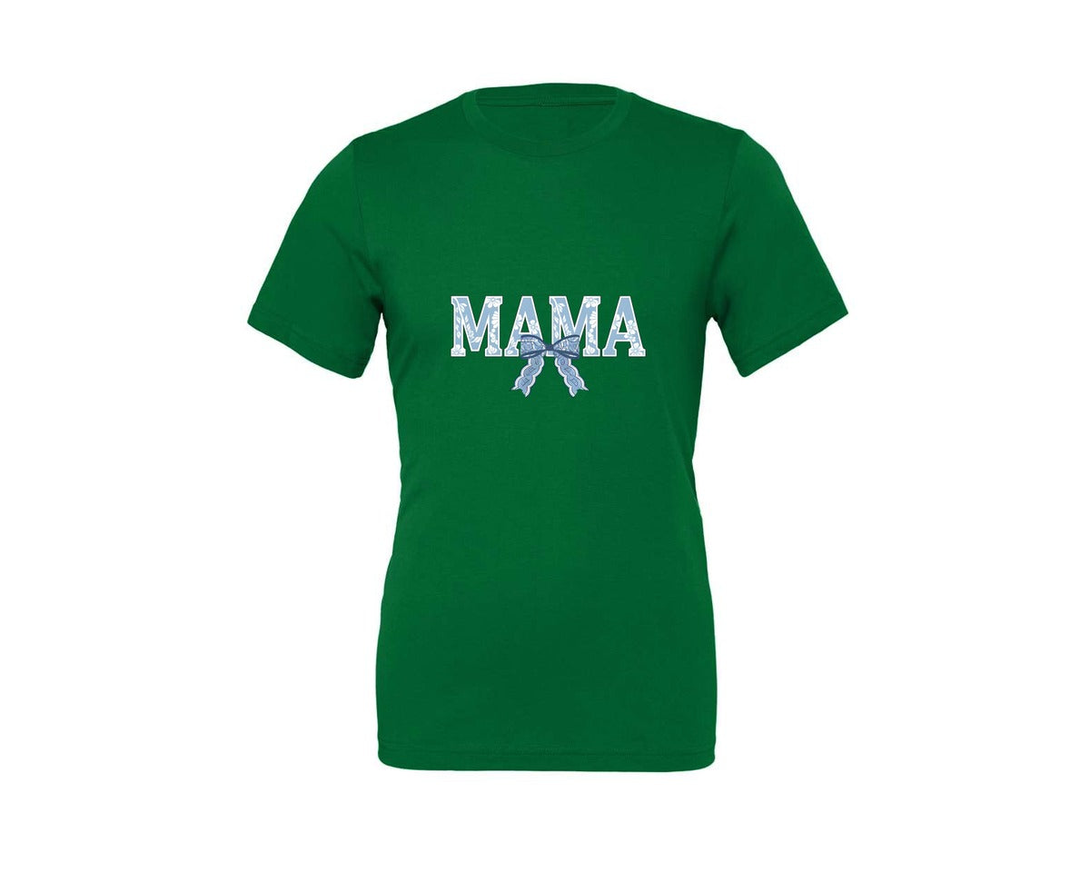 brand:Generic|color:Kelly|Mama Floral Coquette Bow Mama Graphic T-Shirt