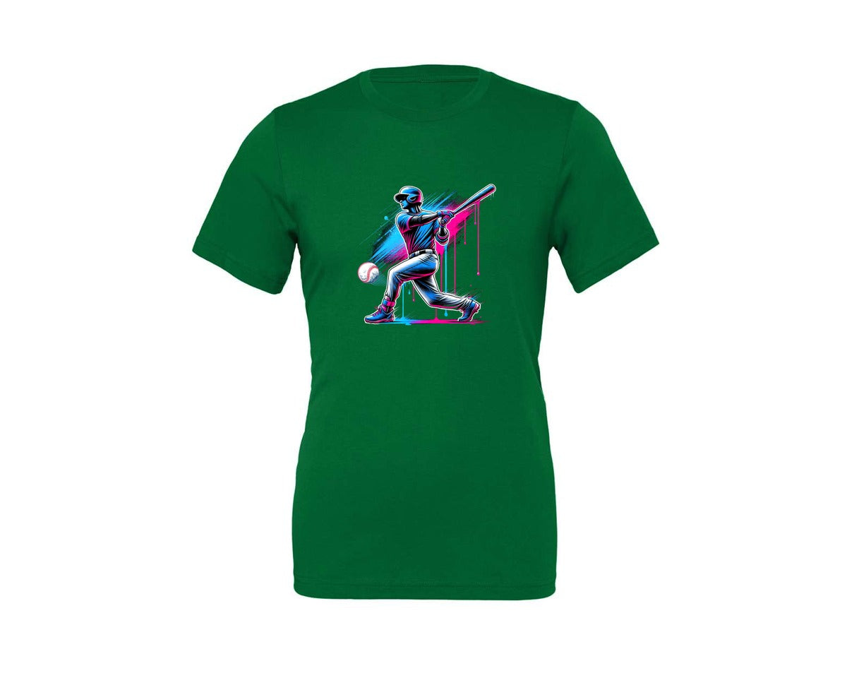 brand:Generic|color:Kelly|Baseball Player Ice Cream Drip Baseball Graphic T-Shirt