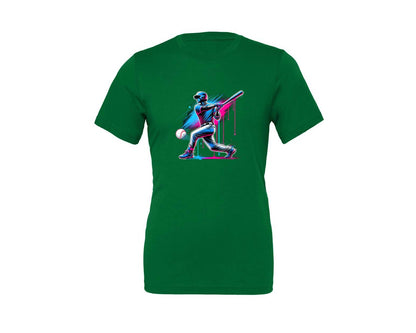 brand:Generic|color:Kelly|Baseball Player Ice Cream Drip Baseball Graphic T-Shirt