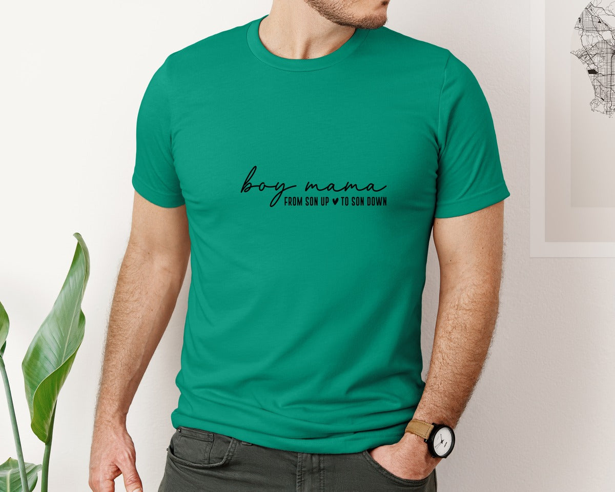 brand:Bella Canvas|color:Kelly|Boy Mama From Son Up To Son Down 3 Graphic T-Shirt
