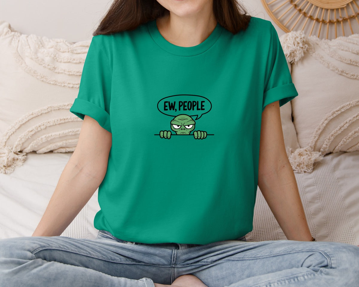 brand:Bella Canvas|color:Kelly|Ew People Alien Ufo T Shirt Design Graphic T-Shirt