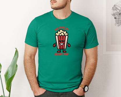 brand:Bella Canvas|color:Kelly|You Make My Heart Pop Cute Popcorn Pun Graphic T-Shirt