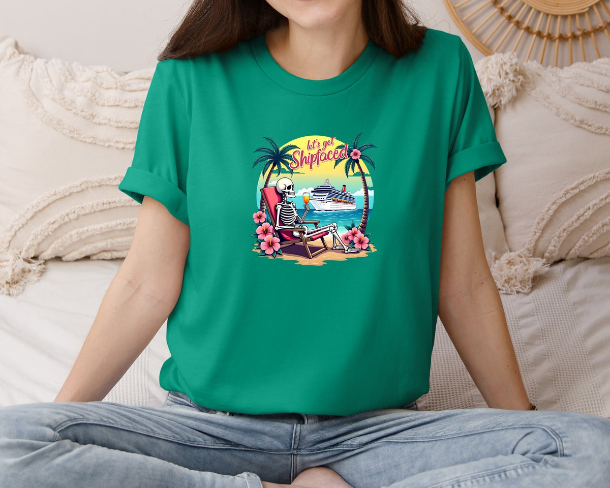 brand:Bella Canvas|color:Kelly|Cruise Lets Get Shipfaced Graphic T-Shirt