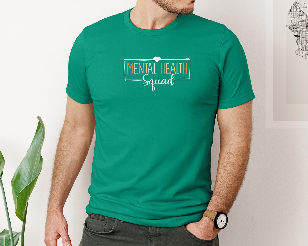 brand:Bella Canvas|color:Kelly|Mental Health Squad Brain Illness Mental Graphic T-Shirt