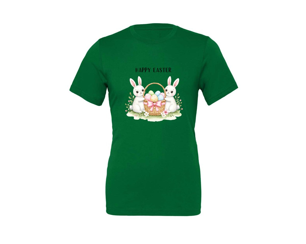 brand:Generic|color:Kelly|Happy Easter Bunnies With Basket Cu Graphic T-Shirt