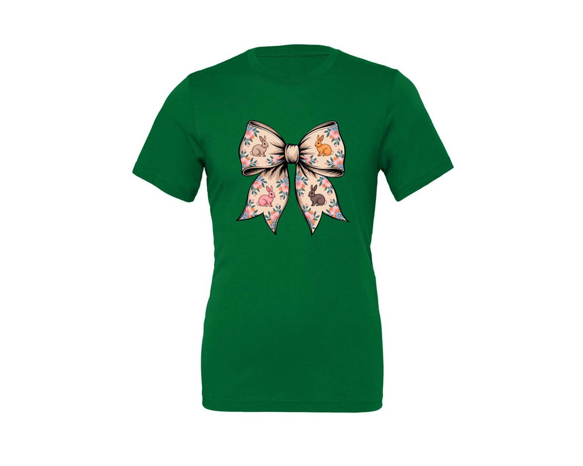 brand:Generic|color:Kelly|Floral Bunny Bow Graphic T-Shirt