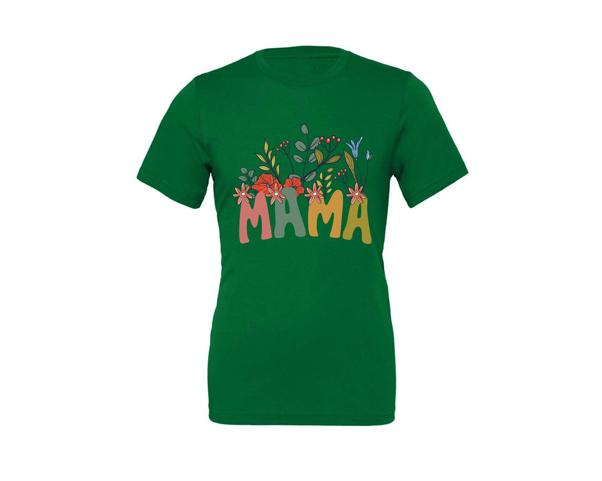 brand:Generic|color:Kelly|Mama Shirt Wildflowers Mama Shirt Graphic T-Shirt