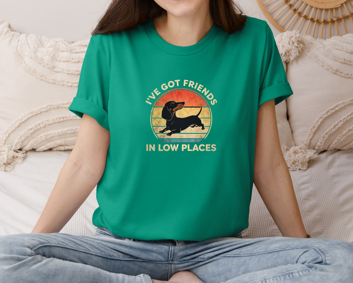 brand:Bella Canvas|color:Kelly|Dachshund Ive Got Friends In Low Places 2 Graphic T-Shirt