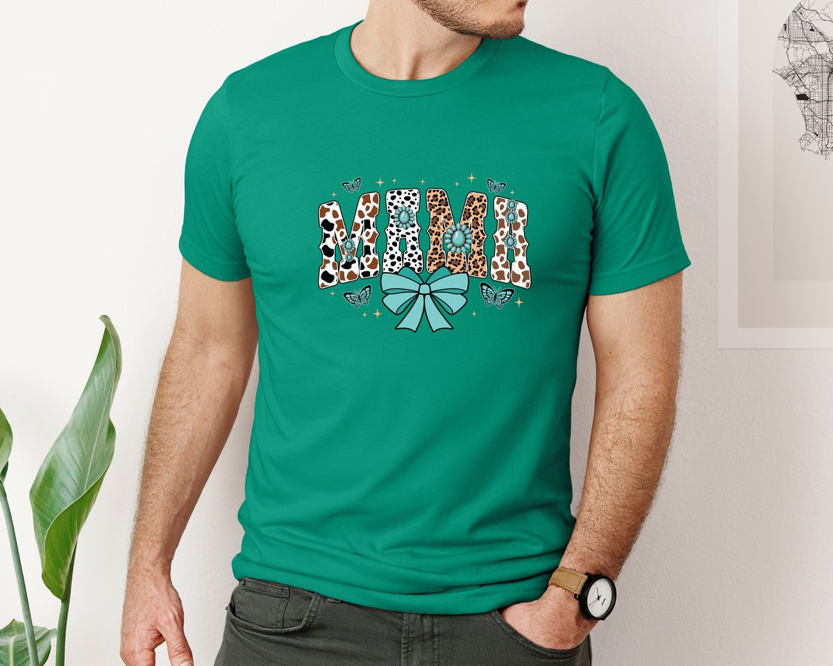 brand:Bella Canvas|color:Kelly|Western Mama Blue Coquette Graphic T-Shirt