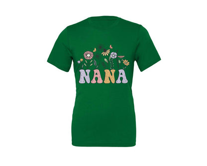 brand:Generic|color:Kelly|Nana Retro Grandma Flower Floral Graphic T-Shirt