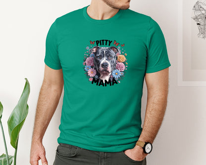 brand:Bella Canvas|color:Kelly|Pitty Mama Cute Pitbull Dog 2 Graphic T-Shirt