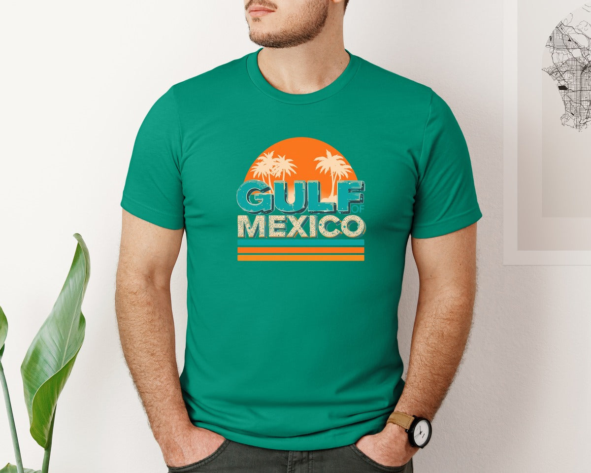 brand:Bella Canvas|color:Kelly|Retro Gulf Mexico T Shirt Design Graphic T-Shirt