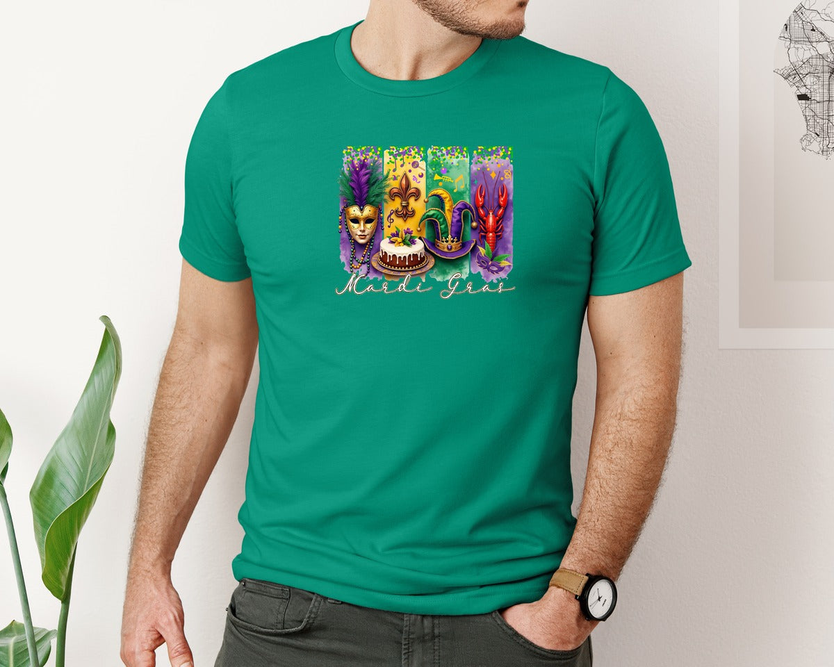 brand:Bella Canvas|color:Kelly|Mardi Gras Coquette 2 Graphic T-Shirt
