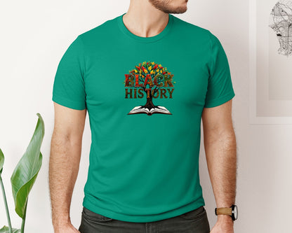brand:Bella Canvas|color:Kelly|Black History Month Tree Of Knowledge Graphic T-Shirt