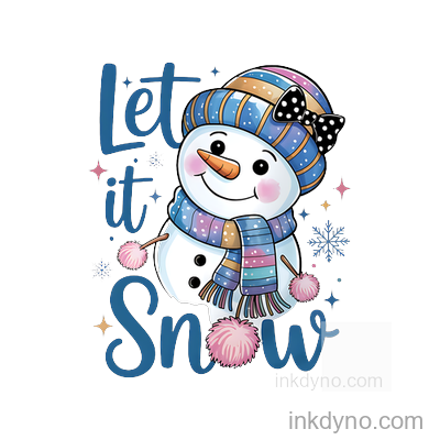 Let It Snow , , Coquette Winter Snowman DTF Transfer – Ready to Press (Christmas)