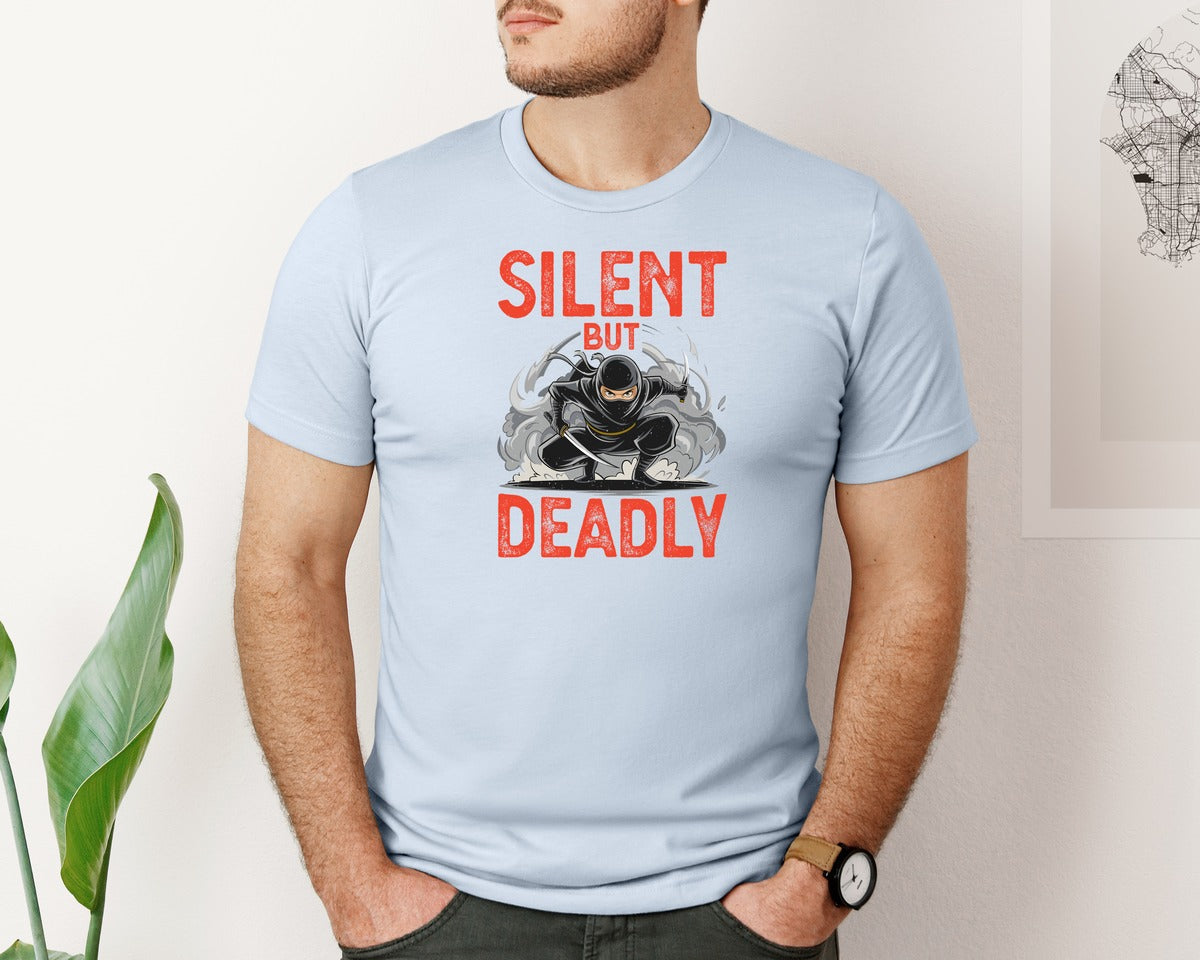brand:Bella Canvas|color:Light Blue|Silent But Deadly T Shirt Graphic T-Shirt