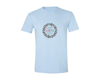 brand:Generic|color:Light Blue|Earth Day With Leaf Wreath T Shirtdesign Graphic T-Shirt