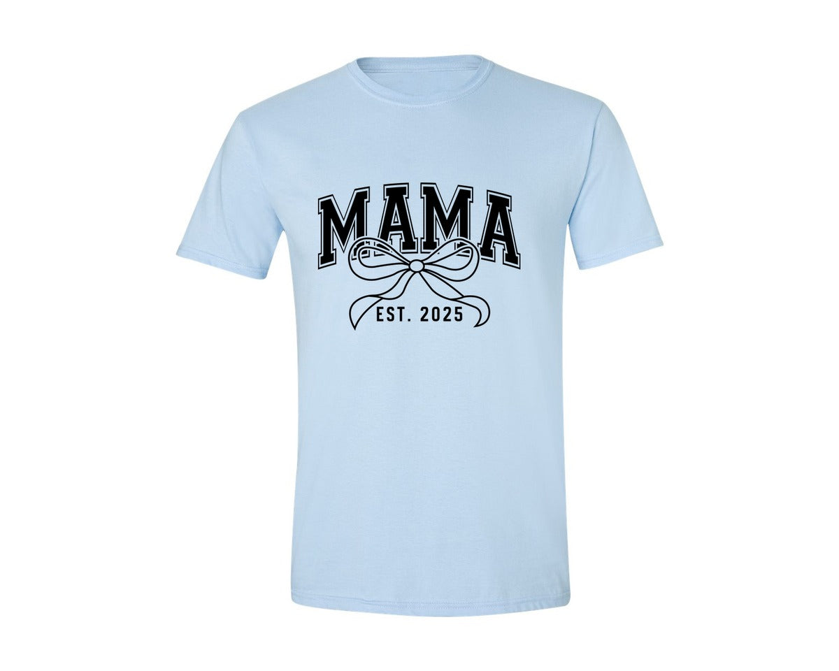 brand:Generic|color:Light Blue|Mama Bow Varsity Graphic T-Shirt