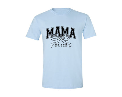 brand:Generic|color:Light Blue|Mama Bow Varsity Graphic T-Shirt