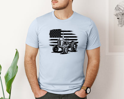 brand:Bella Canvas|color:Light Blue|Tractor Flag Vector T Shirt Design Graphic T-Shirt