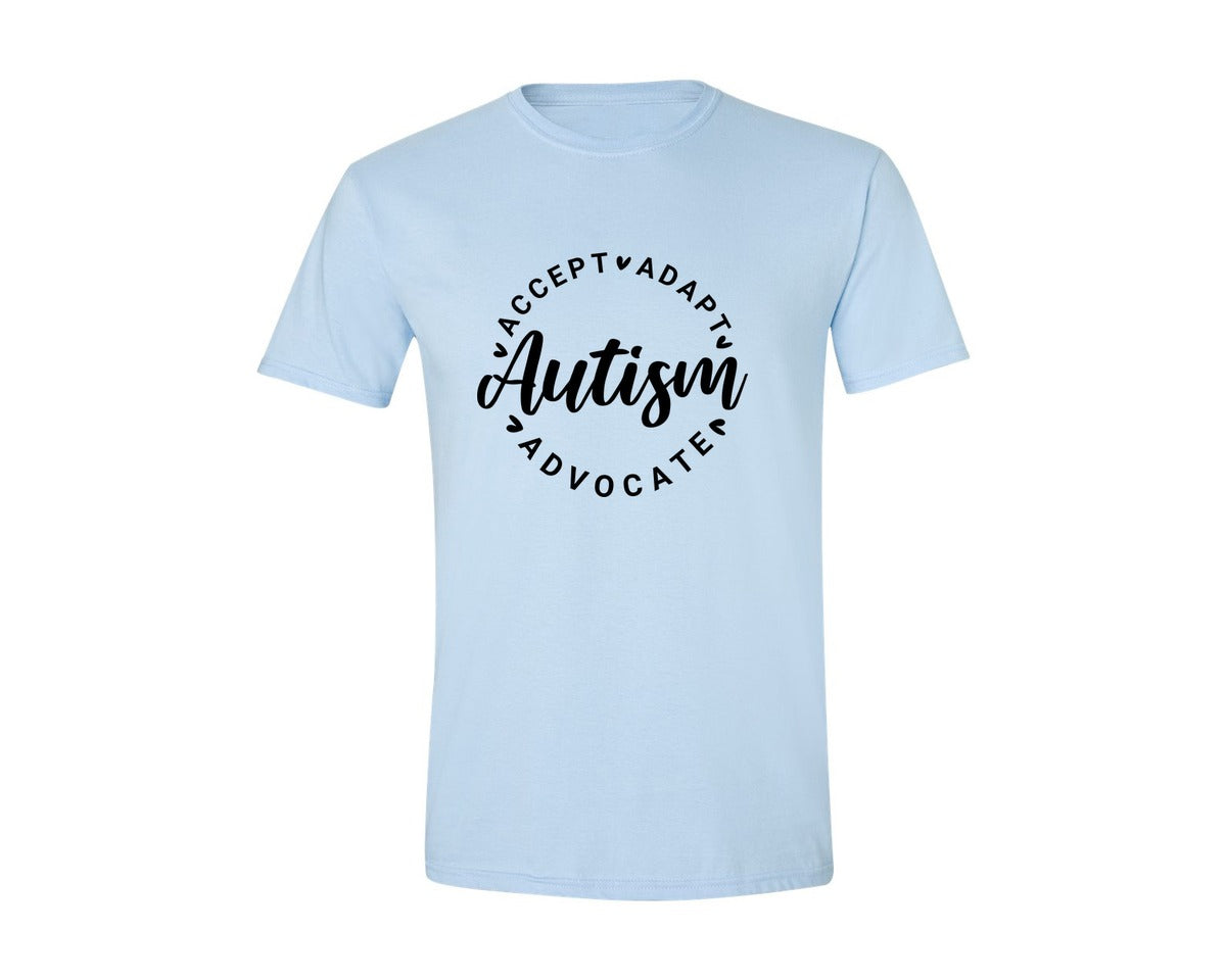 brand:Generic|color:Light Blue|Autism Awareness Accept Adapt Advocate 4 Graphic T-Shirt