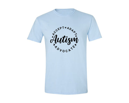 brand:Generic|color:Light Blue|Autism Awareness Accept Adapt Advocate 4 Graphic T-Shirt