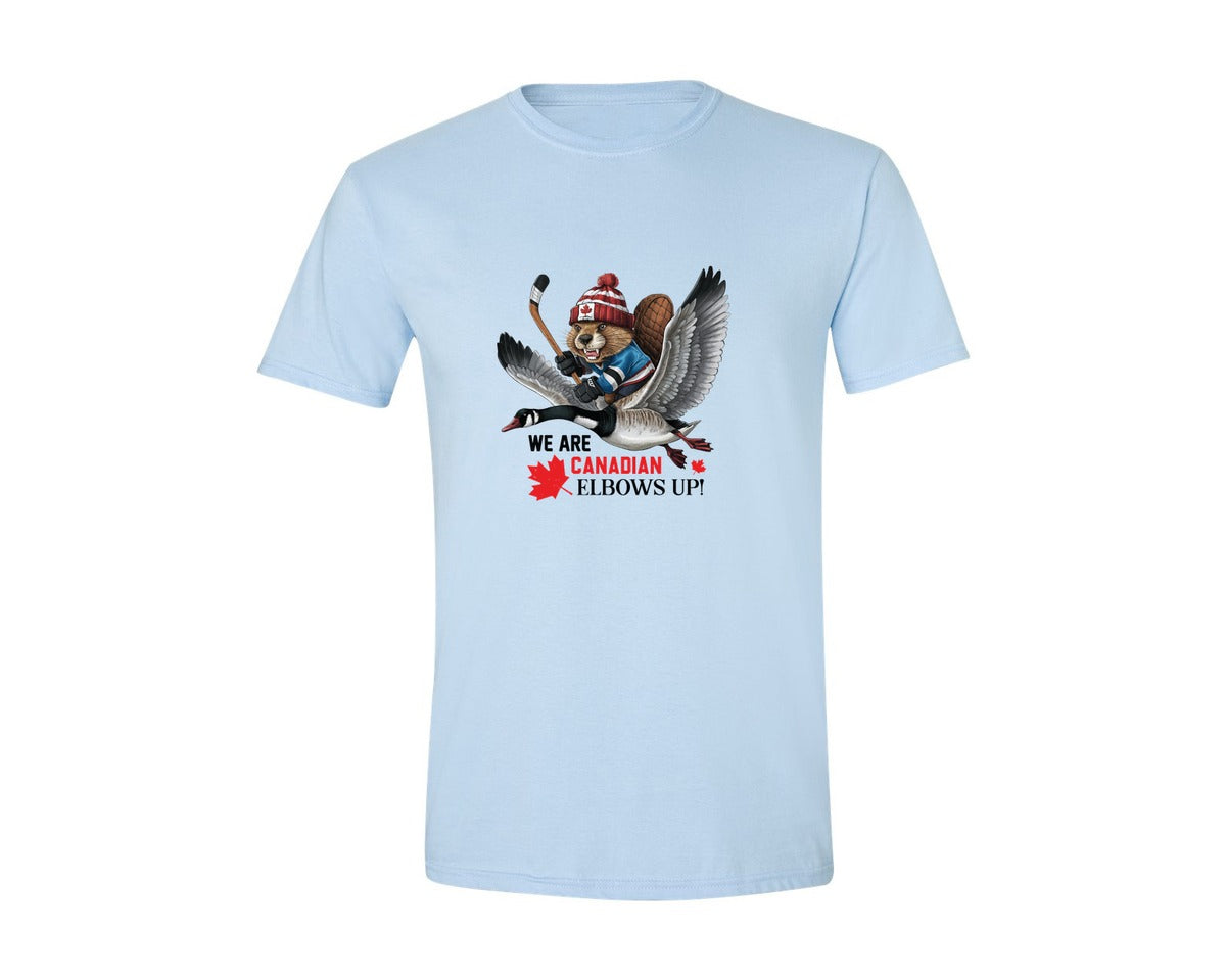 brand:Generic|color:Light Blue|We Are Canada Elbows Up 2 Graphic T-Shirt