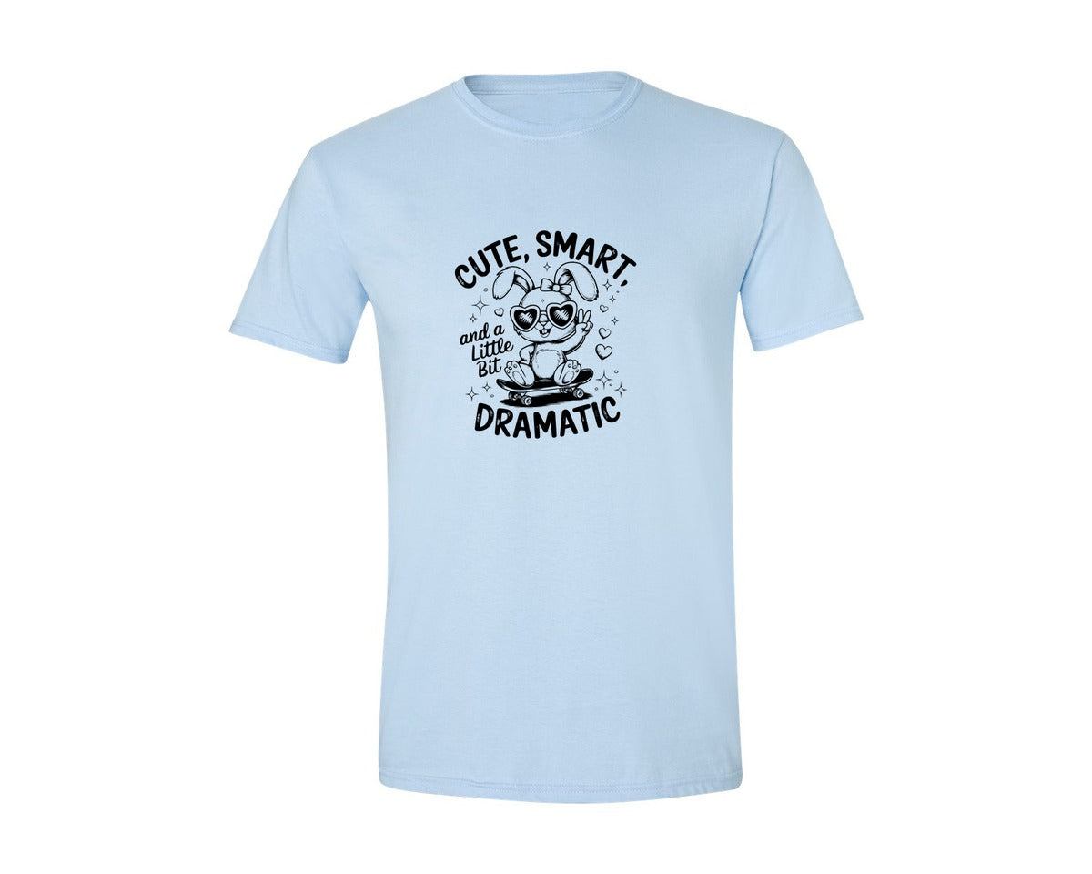 brand:Generic|color:Light Blue|Cute Smart And A Little Bit Dramatic T Graphic T-Shirt