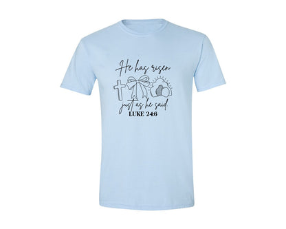 brand:Generic|color:Light Blue|He Has Risen Graphic T-Shirt