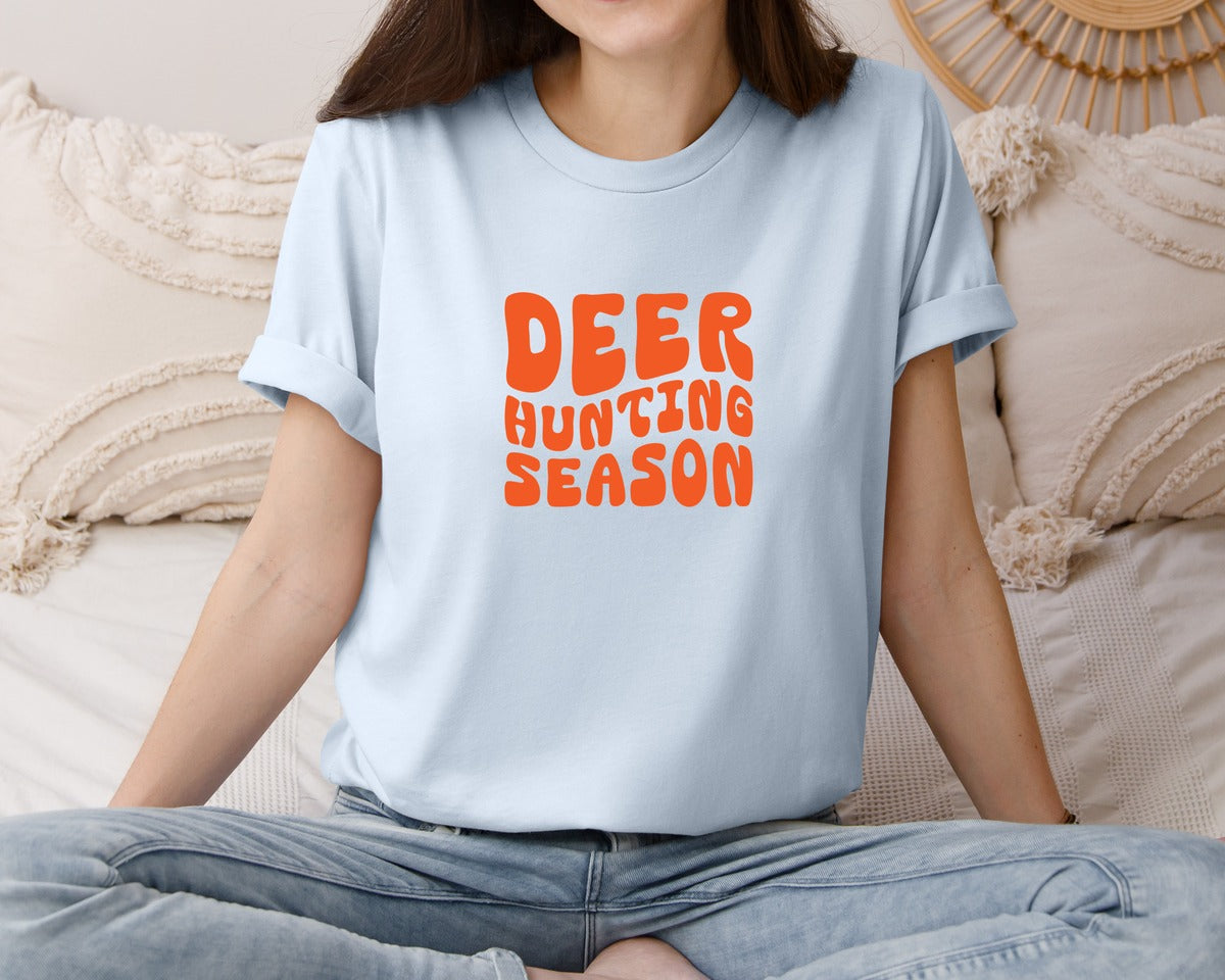 brand:Bella Canvas|color:Light Blue|Retro Deer Hunting Season Design 2 Graphic T-Shirt