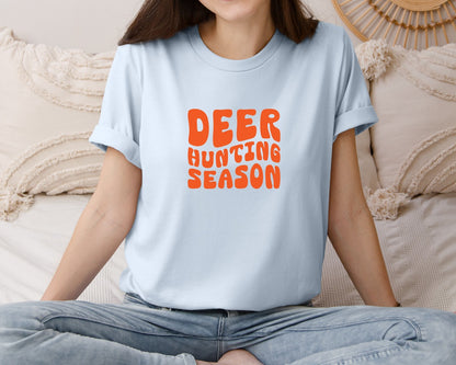 brand:Bella Canvas|color:Light Blue|Retro Deer Hunting Season Design 2 Graphic T-Shirt