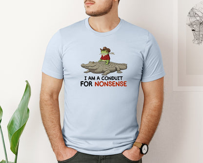 brand:Bella Canvas|color:Light Blue|I Am A Conduit For Nonsense Frog And All Graphic T-Shirt