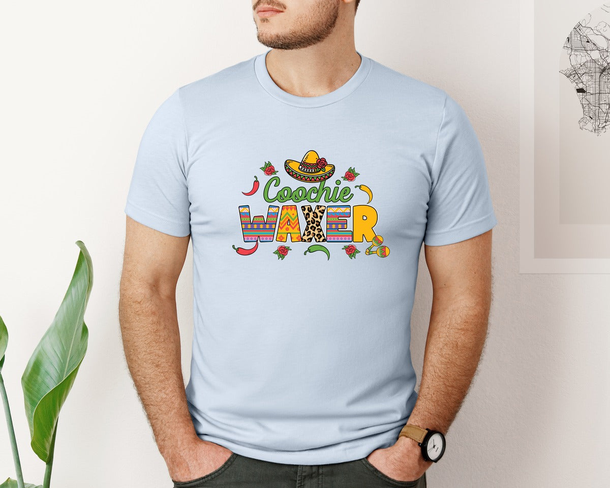 brand:Bella Canvas|color:Light Blue|Cinco De Mayo Coochie Waxer Mexico Graphic T-Shirt