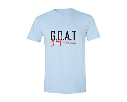 brand:Generic|color:Light Blue|God Over All Things Shirt Design Graphic T-Shirt
