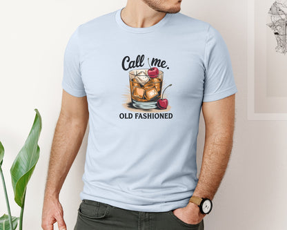 brand:Bella Canvas|color:Light Blue|Call Me Old Fashioned Retro Whiskey 2 Graphic T-Shirt
