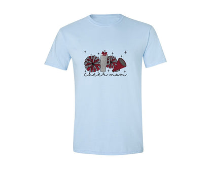 brand:Generic|color:Light Blue|Cheer Mom Glitter Cheerleading Graphic T-Shirt