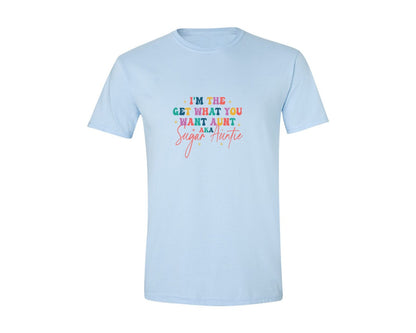 brand:Generic|color:Light Blue|Sugar Auntie Im The Get What Graphic T-Shirt