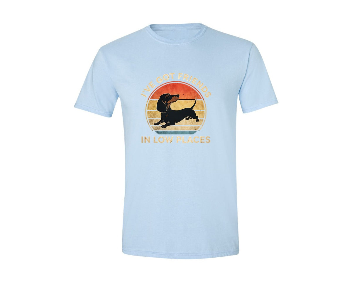 brand:Generic|color:Light Blue|Dachshund Ive Got Friends In Low Places 2 Graphic T-Shirt