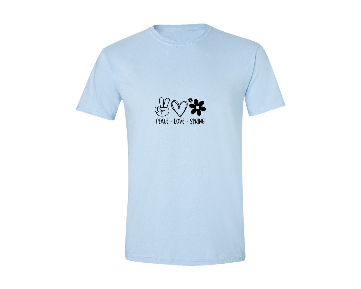 brand:Generic|color:Light Blue|Peace Love Spring 4 Graphic T-Shirt