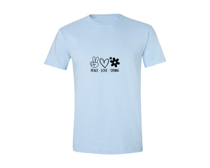 brand:Generic|color:Light Blue|Peace Love Spring 4 Graphic T-Shirt