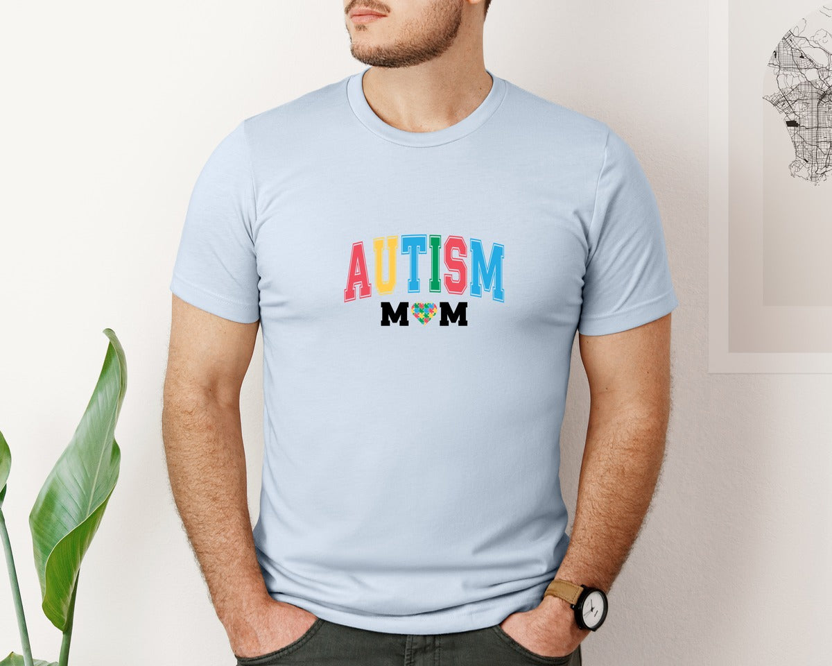 brand:Bella Canvas|color:Light Blue|Autism Mom Autism Day Graphic T-Shirt