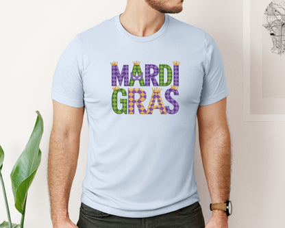 brand:Bella Canvas|color:Light Blue|Mardi Gras Festive Des Graphic T-Shirt